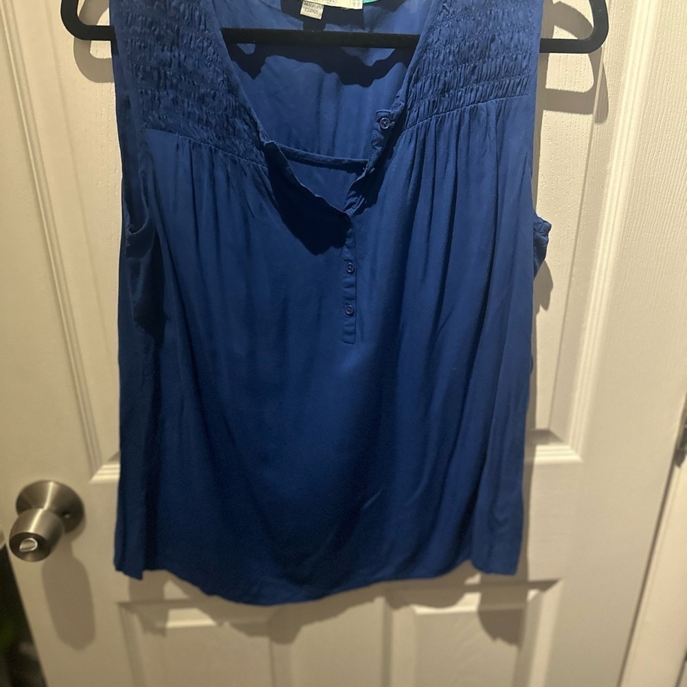 Boden Flowy Overlay Tank Top Sleeveless Navy Blue 100% Viscose Size US 10 Flowy - Picture 6 of 9